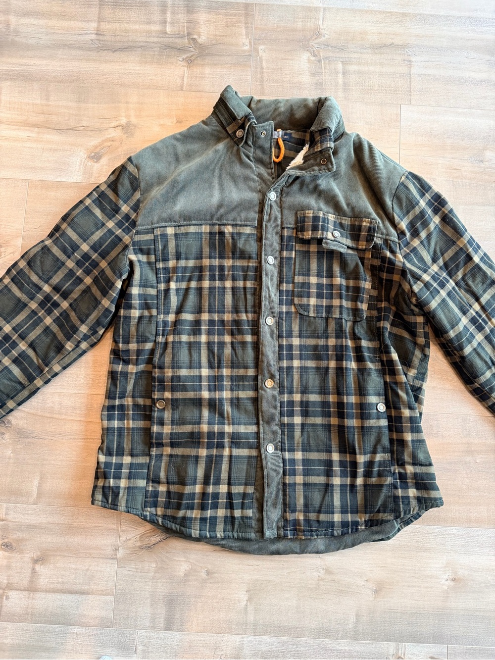 Men’s True Grit Summit Shirt Jacket Plaid Blue & Green Size Large